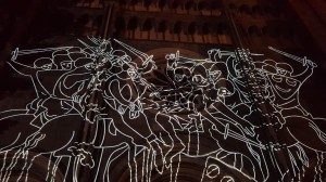 videomapping storia di San'Andrea: guerrieri medievali