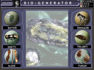 Il gioco educativo Omnia Planet: interfaccia dedicata alla origine della vita