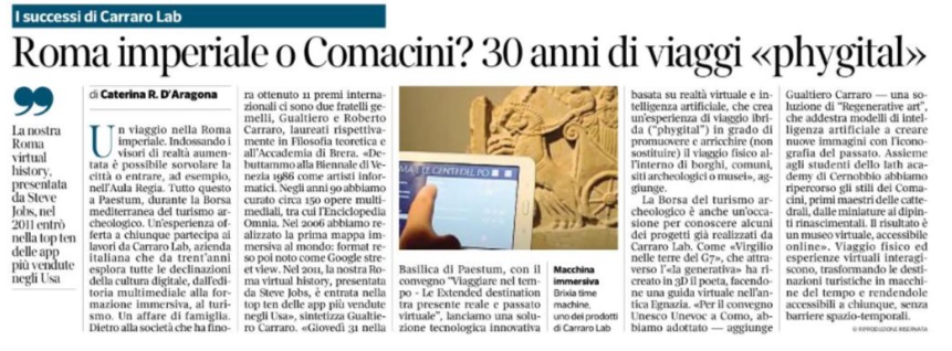 Corriere articolo carraro lab paestum
